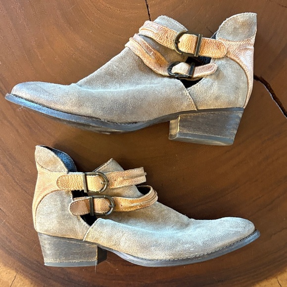 Shoes - Rebels Tan/Gray Suede Leather Comfort Ankle Booties Boots/ Size 10